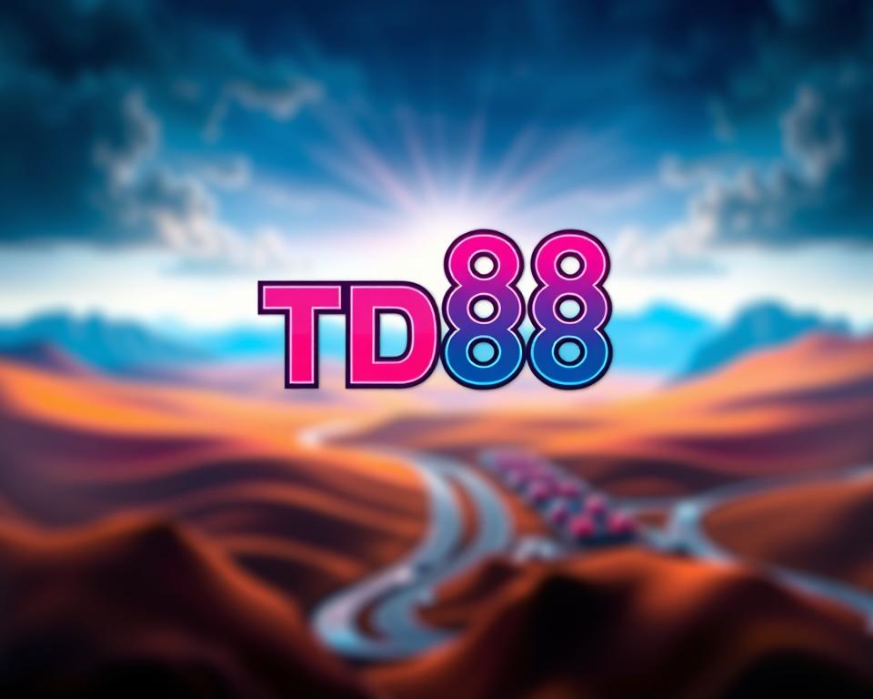 A captivating slot game design showcasing a sleek and modern aesthetic. In the foreground, the brand name "TD88" takes center stage, its bold typography complemented by a vibrant, neon-infused color palette. The middle ground features a meticulously crafted array of symbols and icons, each with a distinct pattern and texture, evocative of the thrilling gameplay experience. In the background, a dynamic, blurred landscape sets the scene, with subtle lighting and depth of field creating a sense of immersion and depth. The overall composition exudes an atmosphere of excitement and anticipation, perfectly aligning with the section title "Tiêu Chí Lựa Chọn Slot Game Hấp Dẫn" and the article's subject, "Top game slot online được yêu thích 2025."