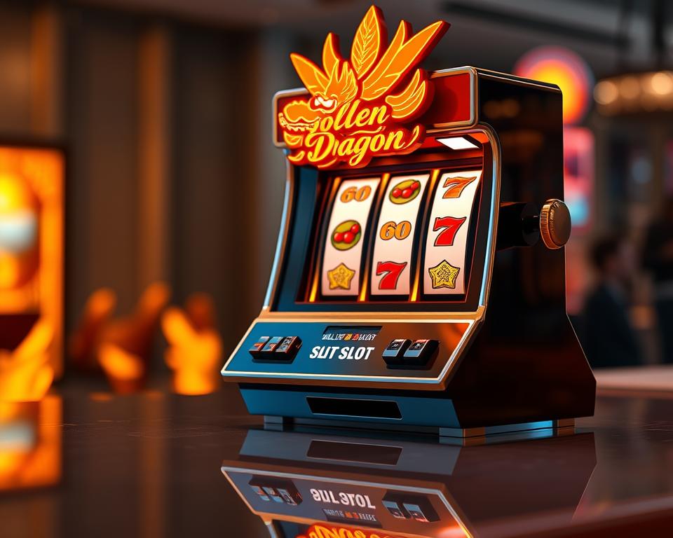 A sleek, modern slot machine from the TD88 brand, positioned on a glossy, reflective surface. The machine's exterior features a clean, minimalist design with a touchscreen display and stylized buttons. Soft, diffused lighting illuminates the scene, creating a warm, inviting atmosphere. The machine's reels, filled with classic slot symbols like cherries, bars, and sevens, appear to be in motion, hinting at the excitement and potential for big wins. The background is blurred, keeping the focus on the slot machine and creating a sense of depth and perspective.