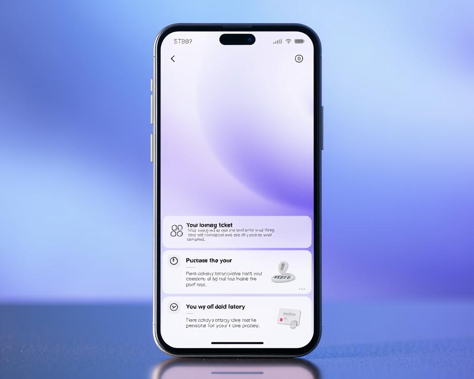 A sleek and modern mobile application interface with a clean, minimalist design. The screen displays a large "TD88" logo at the top, signifying the brand. Below, step-by-step instructions guide the user through the process of purchasing a lottery ticket, with clear and concise icons and text. The background features a soft, blurred gradient in calming shades of blue and purple, creating a sense of elegance and professionalism. The overall composition is well-balanced, drawing the viewer's attention to the key steps of the lottery ticket purchasing flow. Lighting is soft and diffused, creating a subtle sense of depth and dimension.